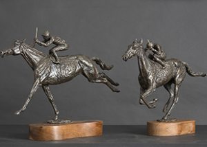 Horse racing bronze statues