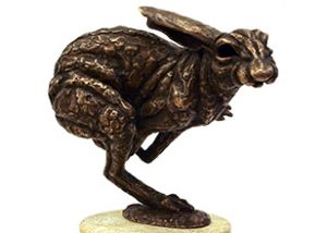 Hare running bronze statue