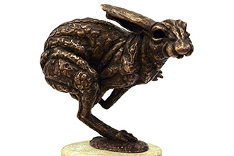 Hare running bronze statue