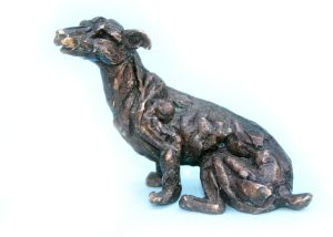 mini sitting terrier bronze statue
