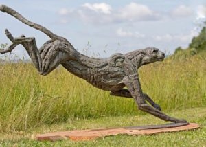 sculpture artwork jan sweeney big landing cheetah 1