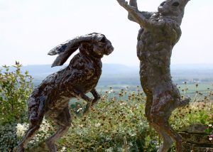 Big hares bronze statues
