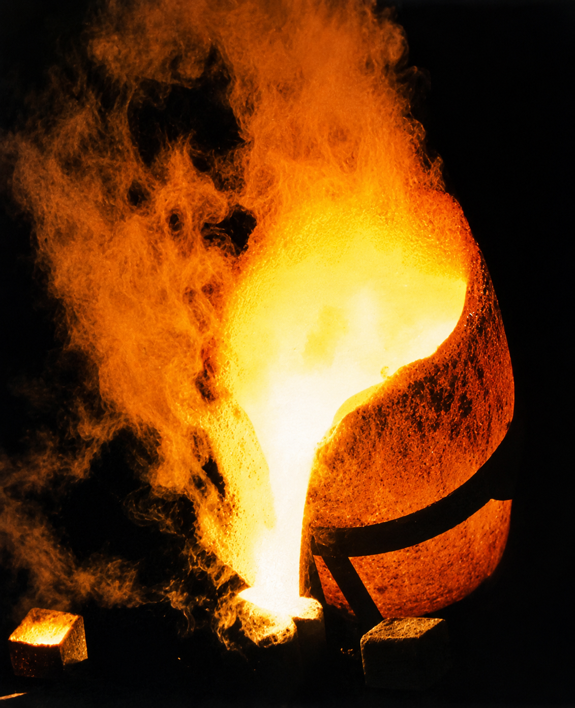 Molten bronze being poured